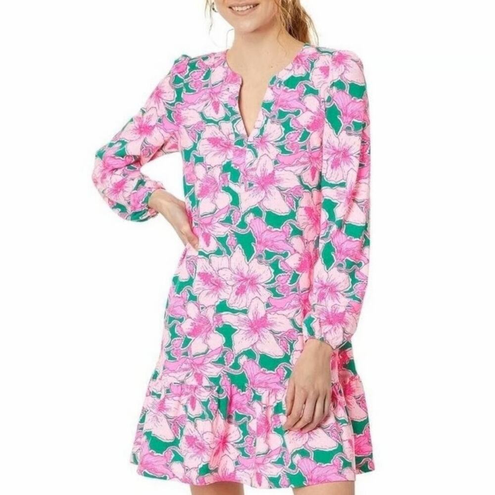 NWOT Lilly Pulitzer Alyssa Mini Dress Hibiscus Floral Print Shift Pink Womens XS